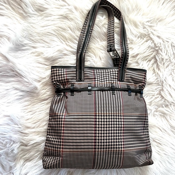 LAUREN RALPH LAUREN•plaid nylon tote bag EUC - Picture 2 of 8